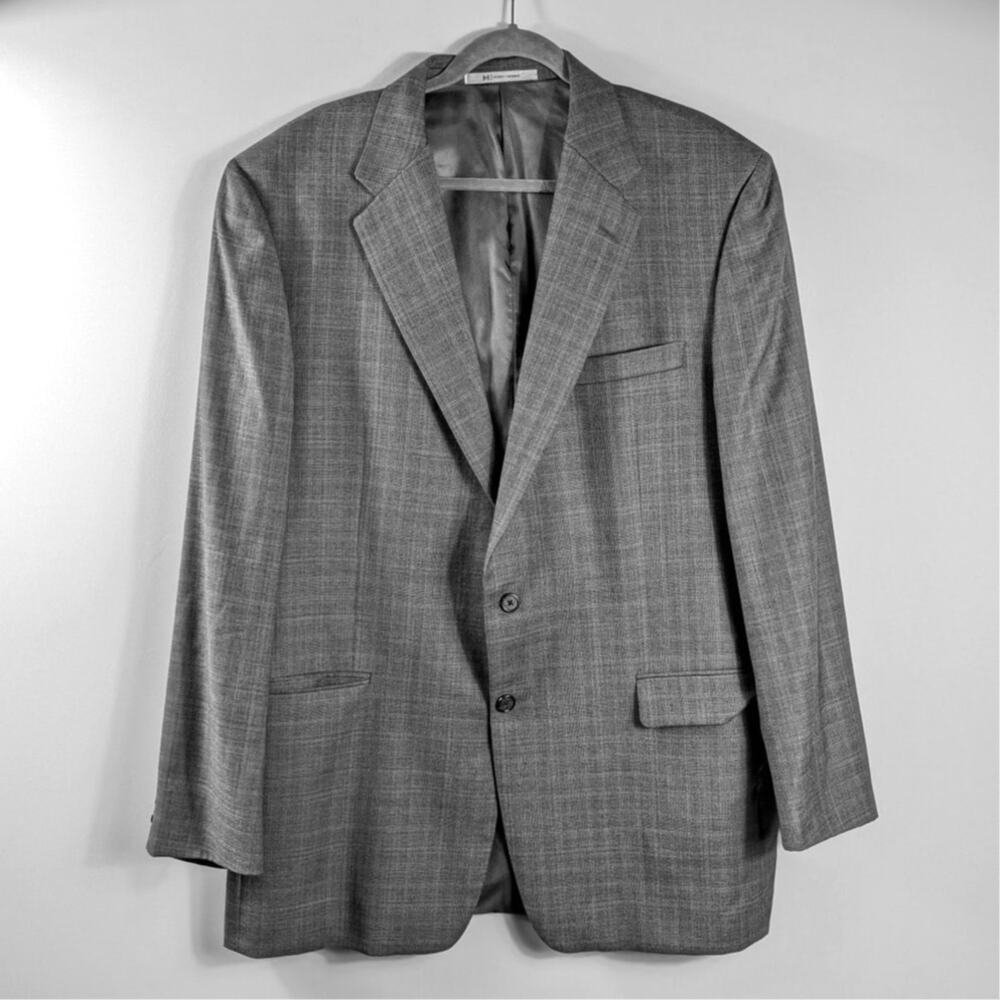 Hickey Freeman Mens 44L Gray Plaid Suit Wool Vintage Union Made USA 2 Piece Vtg - Picture 6 of 9